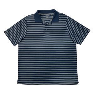 Reebok Golf Shirt Mens 2XL Storm PlayDry Striped Performance Polo Droptail Hem